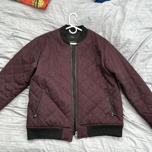 Zara Maroon Quilted Bomber Jacket